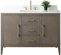 Vanity Art 48 inch Bathroom Vanity with Single Sink & Ceramic Top, Solid Wood, Vanity Cabinet with Soft-Closing Doors, Drawers, Driftwood Gray, Golden Brushed Handware