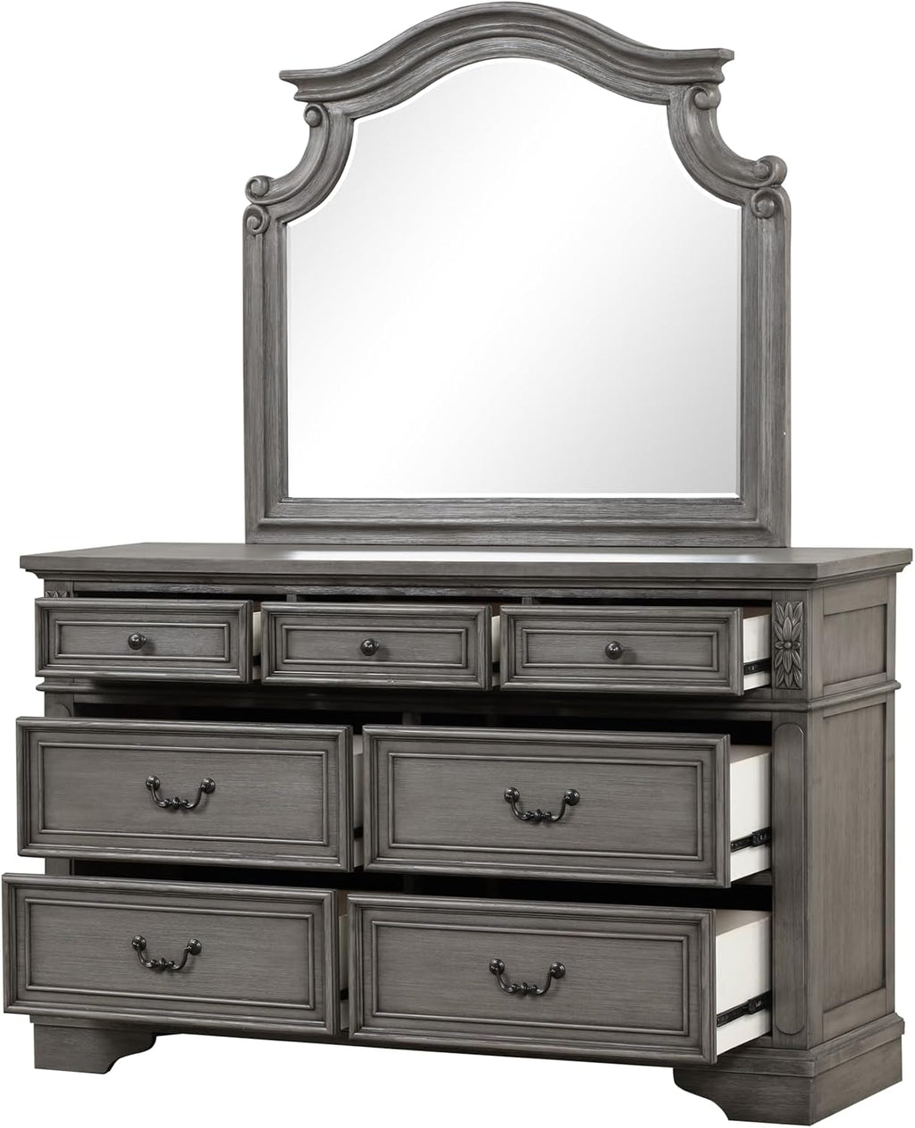 Traditional Style King 4 Pc Bedroom Set Made with Wood in Rustic Gray