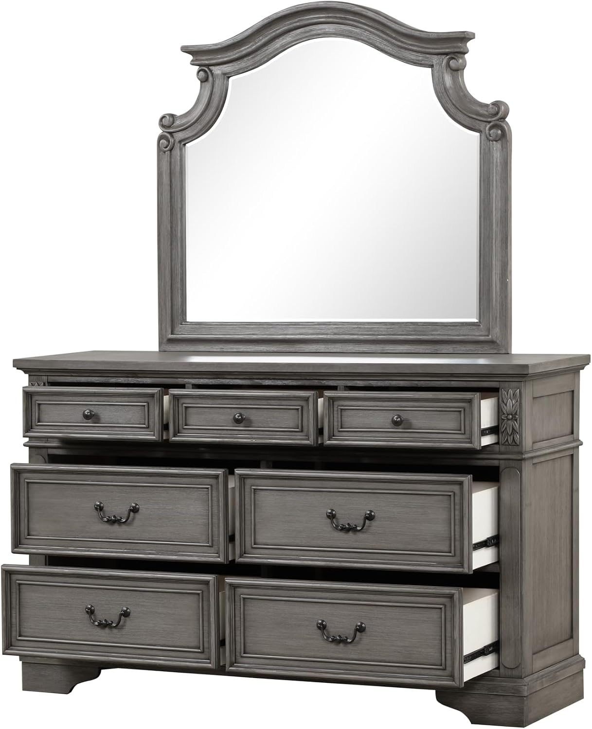 Traditional Style King 4 Pc Bedroom Set Made with Wood in Rustic Gray