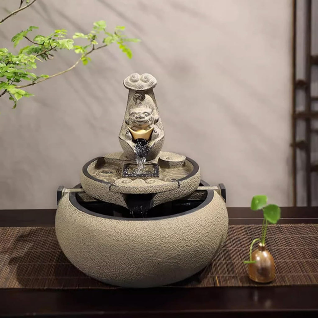Tabletop Fountain Flowing Water Decoration for Living Room Study and Study Chinese Style Creative Fountain Water Landscape Decoration Desktop Decoration Desktop Fountain (Color : A)