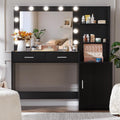 Palimder Vanity Desk with Lamp Bulb Mirror Drawers,Vanity Storage Bench,Makeup Vanities Table for Bedroom