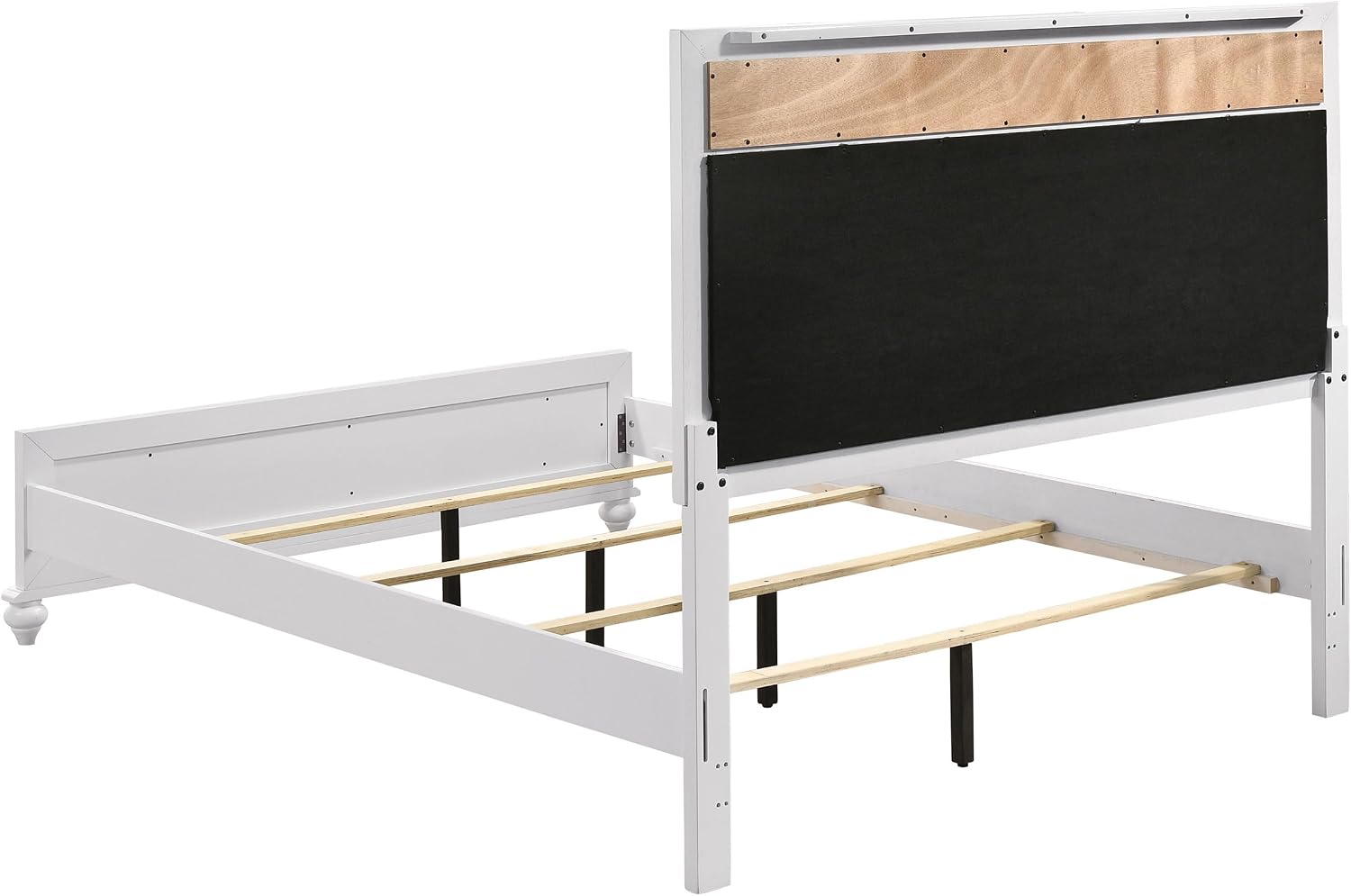 Coaster Home Furnishings Barzini Modern Classic 5-Piece Bedroom Set Leatherette Upholstered California King Size Panel Bed Frame 56-inch Headboard White 205891KW-S5