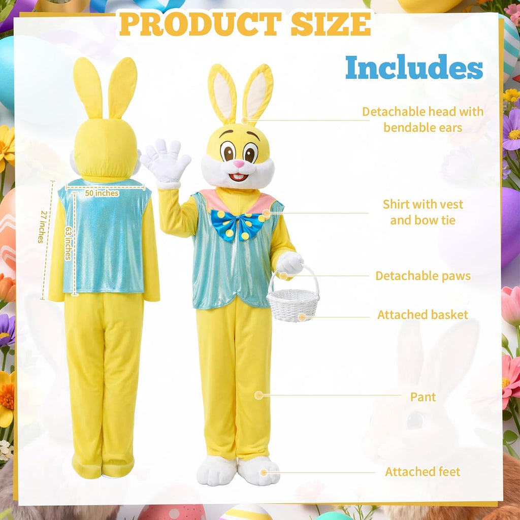 Syhood Easter Bunny Costume Adult Bunny Suit Outfit Rabbit Mascot Costumes for Men Women Easter Celebrations Events Cosplay
