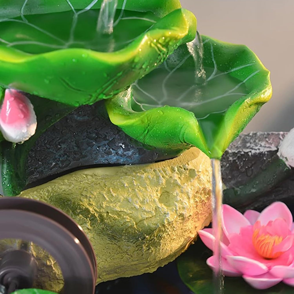 Tabletop Fountain Small Desktop Lotus and Flowing Water Decorations Office Desk Fortune Crystal Ball Fountain Living Room Porch Decorations Desktop Fountain (Size : M)