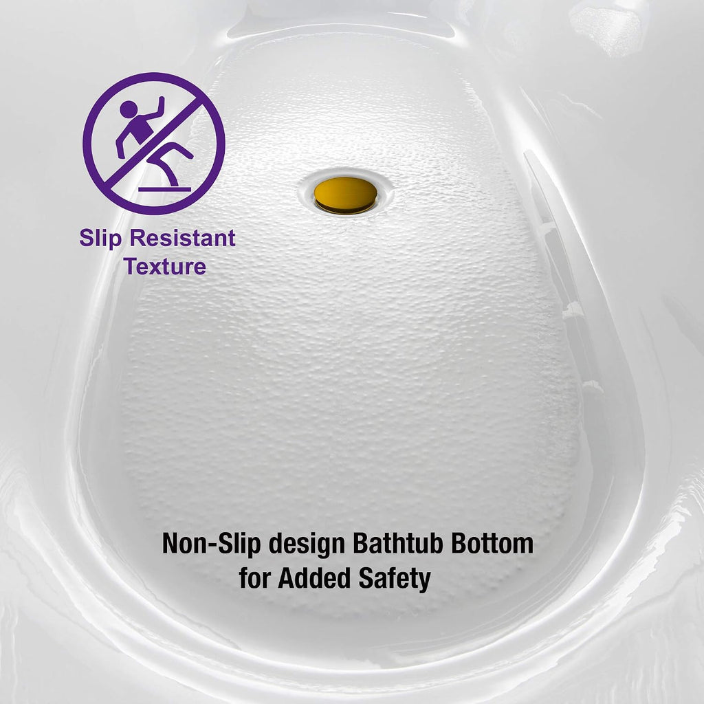 WOODBRIDGE 71'Freestanding White Acylic Soaking Bathtub with Brushed Gold Drain and Overflow,BTA1517 -BG-Drain &O
