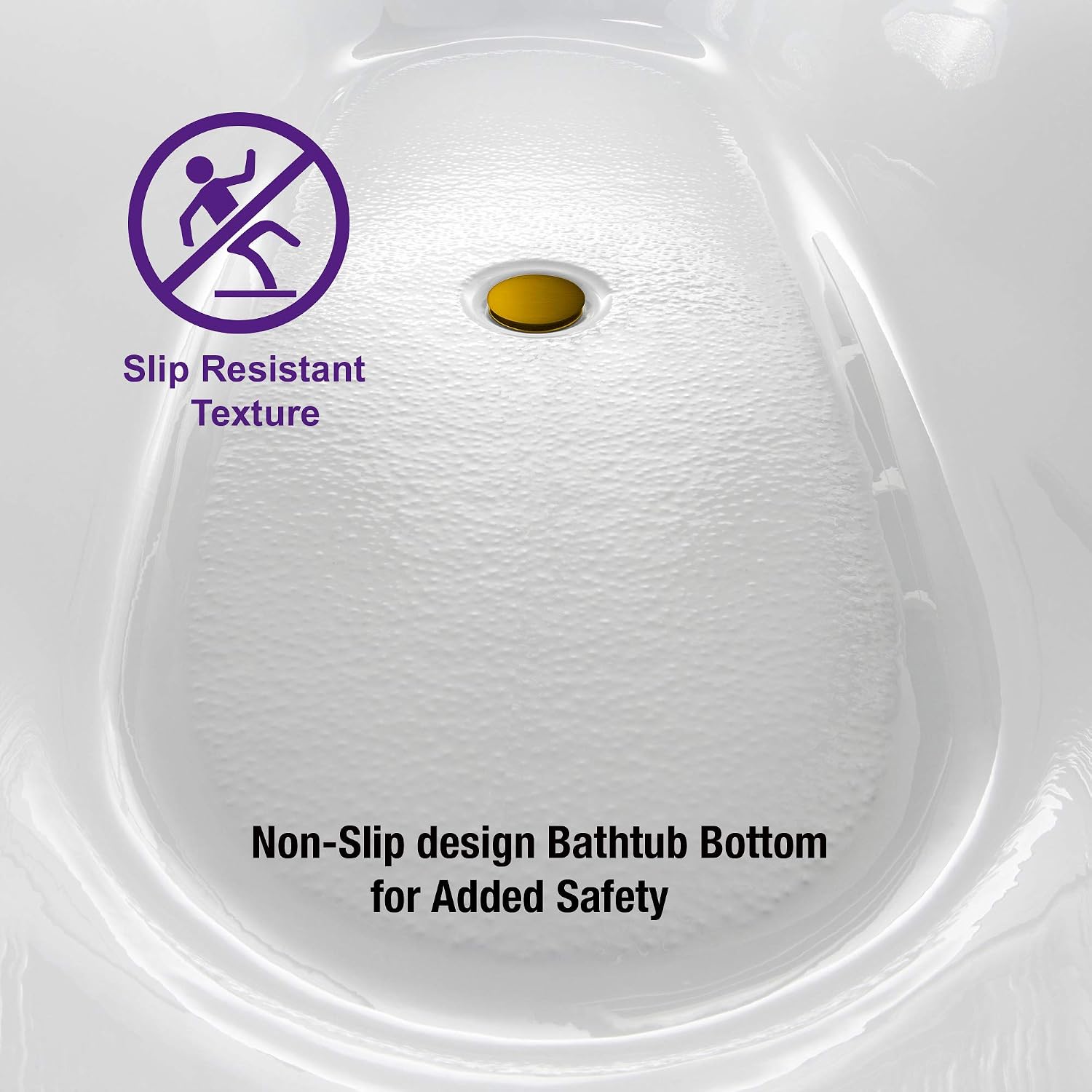 WOODBRIDGE 71'Freestanding White Acylic Soaking Bathtub with Brushed Gold Drain and Overflow,BTA1517 -BG-Drain &O