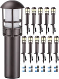 LEONLITE 12-Pack Low Voltage Landscape Pathway Lights 3W Landscape Lighting 12-24V LED Bollard Path Lights Wired CRI 90+ Aluminum Pathway Lighting for Walkway Yard Garden, ETL Listed, 3000K Warm White