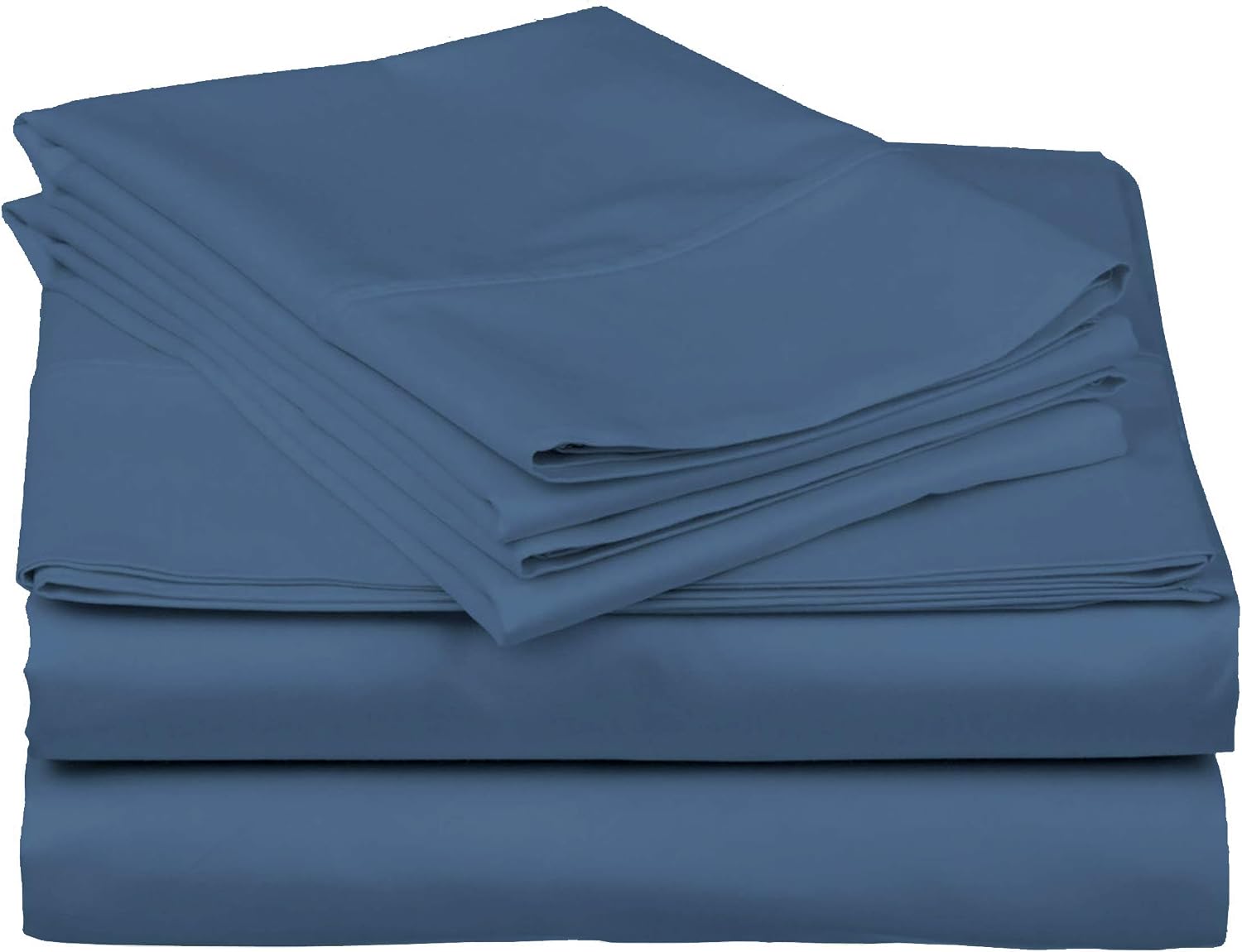 Cotton Home- 5 Pieces Split King Size Medium Blue Color Sheet Set – Soft Quality Luxury 18 Inch Deep Pocket & Bedding Set with Flat Sheet, Fitted Sheet, 2-Pillow Covers(20' x 30')Inches