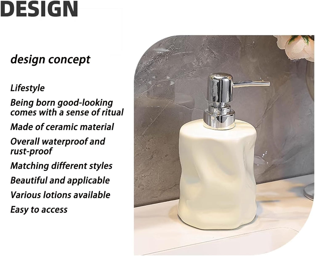 Push Type Foam Dispenser with Acrylic Frame,Hand Pump Dispenser Foaming Soap Dispenser Ceramic Dish Liquid Dispenser for Kitchen Bathroom Hand Wash Bottle