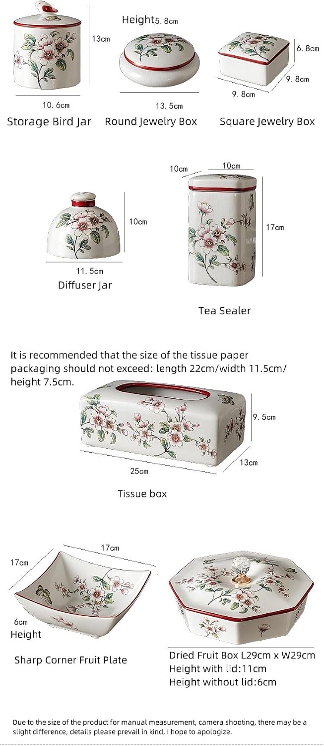 Bathroom Organizer Countertop,Bathroom Accessories Countertop Floral Soap Dispenser Sets Vintage Aesthetic Toothbrush Holder Easter Decor Artistic Home Garden Collection Large Tr(Large Tray)