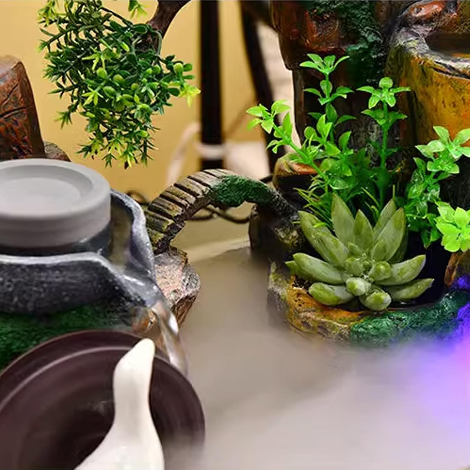 Tabletop Fountain Living Room Fish Tank, Home Rockery, Fountain, and Water Dispenser Decoration, Zhaocai Landscape, Office Desktop Decoration Desktop Fountain (Size : Small)
