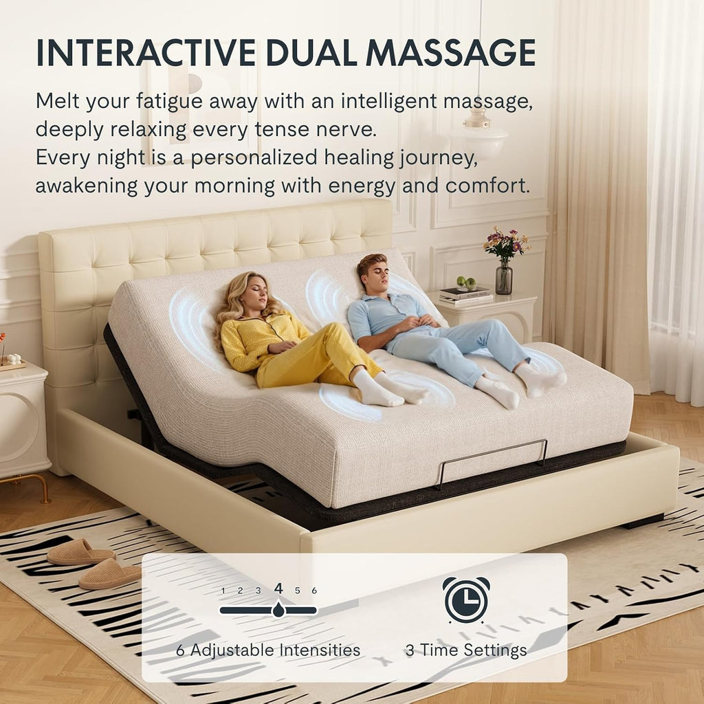 FLEXISPOT Queen Size Adjustable Bed Frame with 12 Inch Gel Memory Foam Mattress, Massage, Viscose from Bamboo, Zero Gravity, Medium Firm, 750 Ibs,Bonus 4-Piece Queen Sheet Set Included.