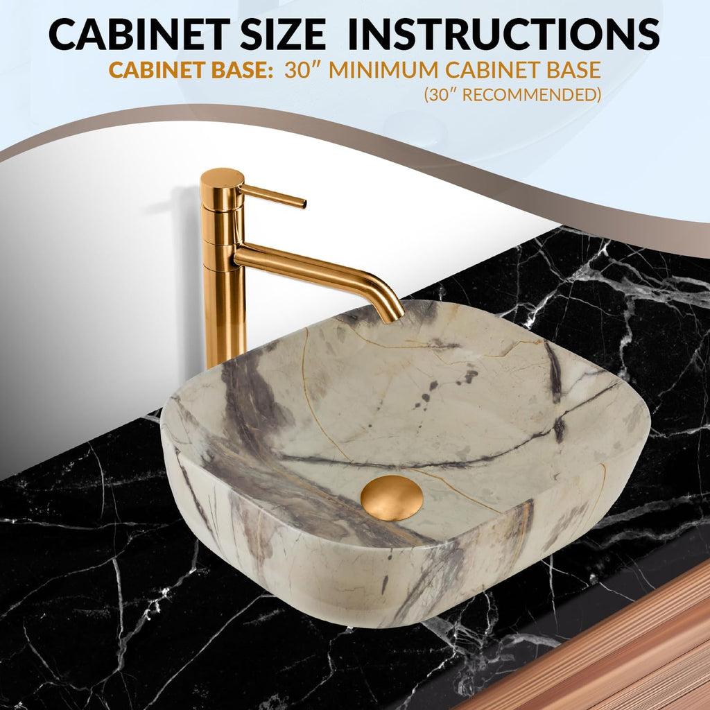 Strictly Sinks 20 Inch Bathroom Vessel Sink – Calacatta Marble Design Ceramic Countertop Bathroom Sink – Easy to Install Above Counter Luxurious Vessel Sink for Bathroom (20″ W x 16″ L x 5-1/4″ H)