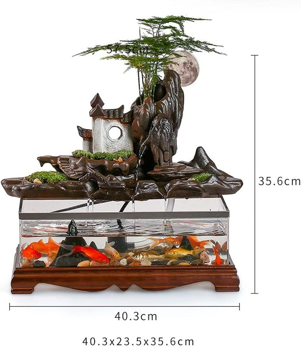 Tabletop Fountain Desktop Fountain Circulating Water Fish Tank Ornaments Rockery