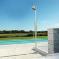 Freestanding Outdoor Shower Faucet Set, Outdoor Shower Kit with 3-Function Handheld Shower and Rain Shower, Stainless-Steel Outdoor Shower System for Patio, Pool, Garden - Brushed Nickel