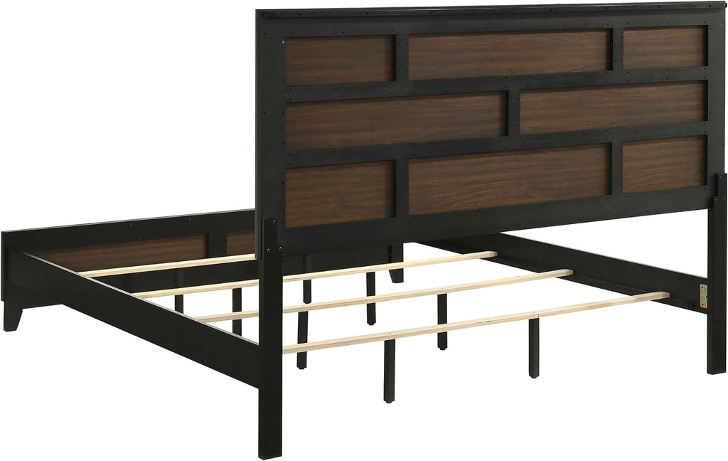 Grey Oak and Black 5-piece Eastern King Panel Bedroom Set