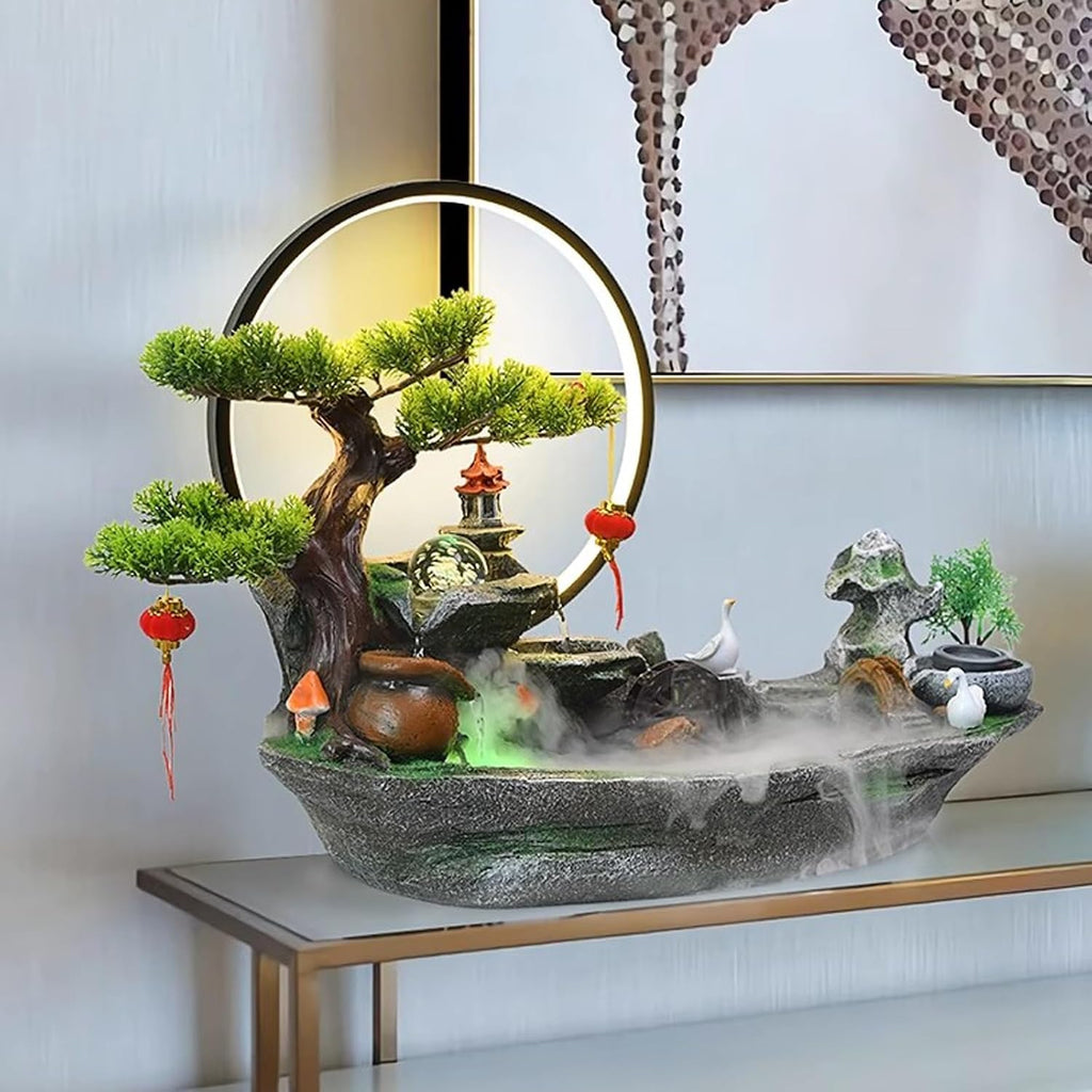Tabletop Fountain Rocky Mountain Flowing Water Fountain Living Room Circulating Humidifier Office Front Desk Desktop Decoration Desktop Fountain Decoration Desktop Fountain (Color : B)