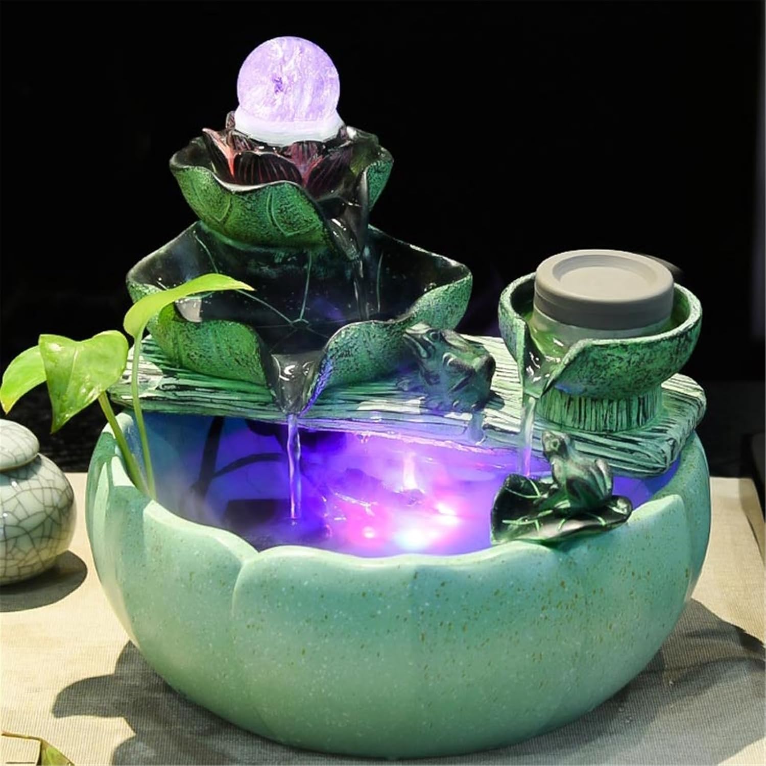Tabletop Fountain Relaxation Waterfall Fountain Indoor Water Feature Fish Tank for Home and Office Decor(Large)
