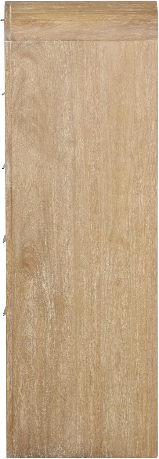 Furniture of America Verena Boho Solid Wood 6-Piece Queen Panel Bedroom Set with Channel Padded Headboard, Metal Side Glide, Finger Pulls and Beveled Mirror, Box Spring Needed, Natural