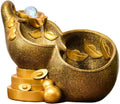 Tabletop Fountain Indoor Fountain Tabletop Resin Golden Gourd Mini Waterfall Fountains Water Feature Feng Shui Zen Meditation Desktop with Rolling Ball for Home Office Decor