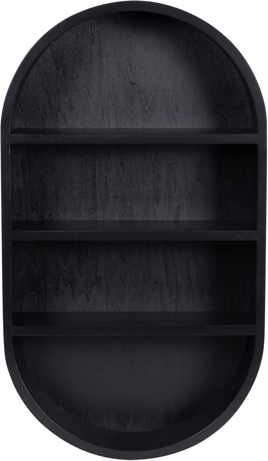Kate and Laurel Hutton Modern Capsule Wall Shelf; 16 x 28; Black; Minimal Round Oval Wall Shelves for Above Toilet Bathroom Storage