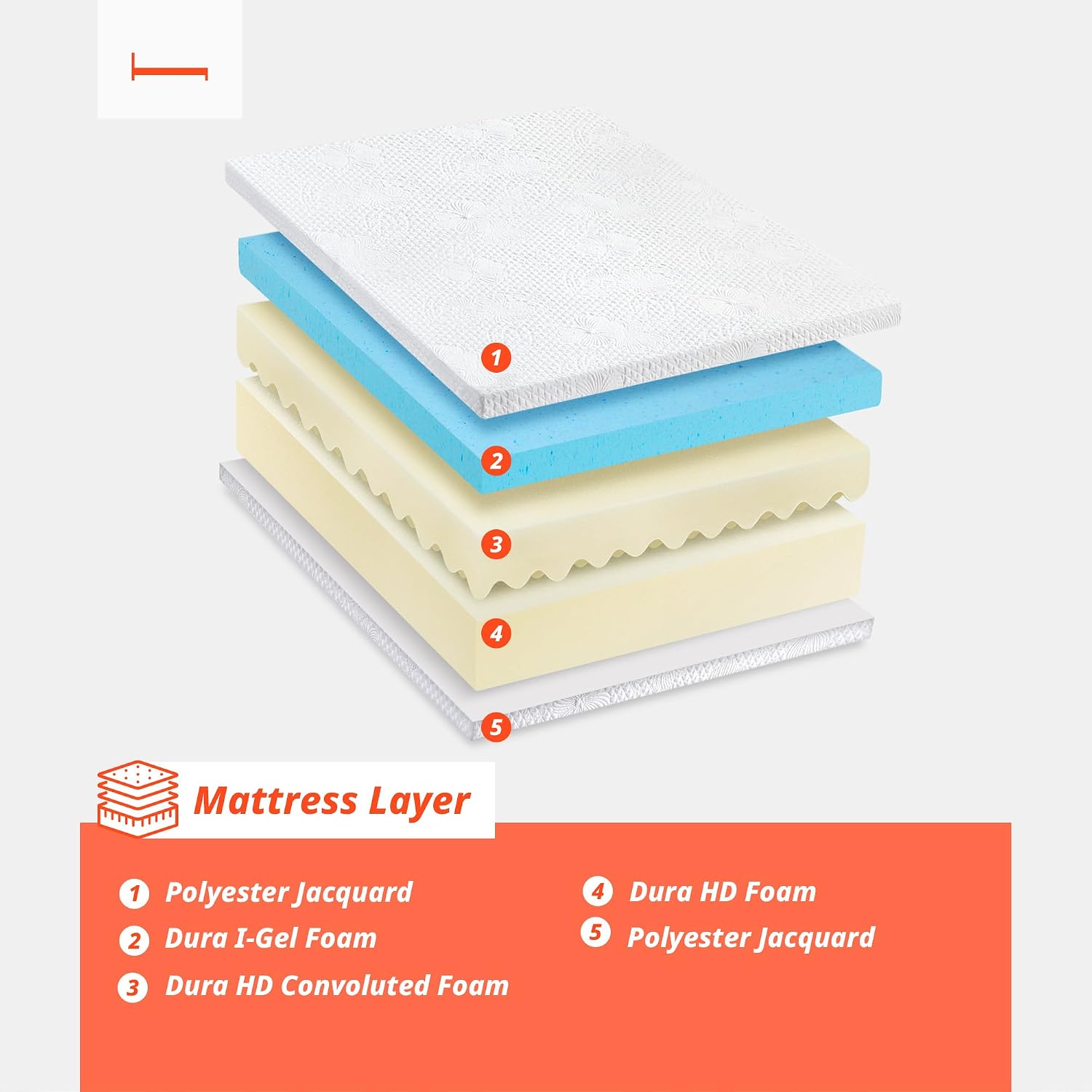 PrimaSleep Queen Mattress, 6 Inch Gel Memory Foam Mattress, Gel Infused for Comfort and Pressure Relief, CertiPUR-US Certified, Bed-in-a-Box, Medium Firm, Queen Size