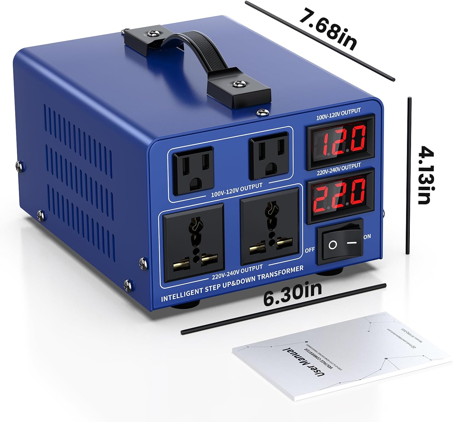 8000 watt Voltage Conversion Transformer Heavy-Duty Step-up/Step-Down AC 110V/120V/220V/240V Power Conversion, with resettable Circuit Breaker Protection, with US Power Cord, LCD Display