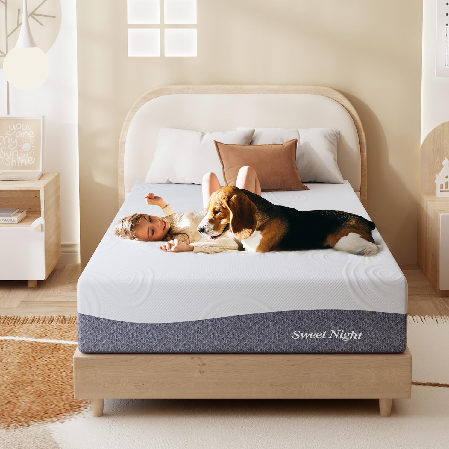 Sweetnight Twin Size Mattress, 10 Inch Cooling Gel Memory Foam Mattress for Moisture Wicking, Plush Foam Mattress for Comfy Sleep, Mattress in a Box, Luna, Gray+White