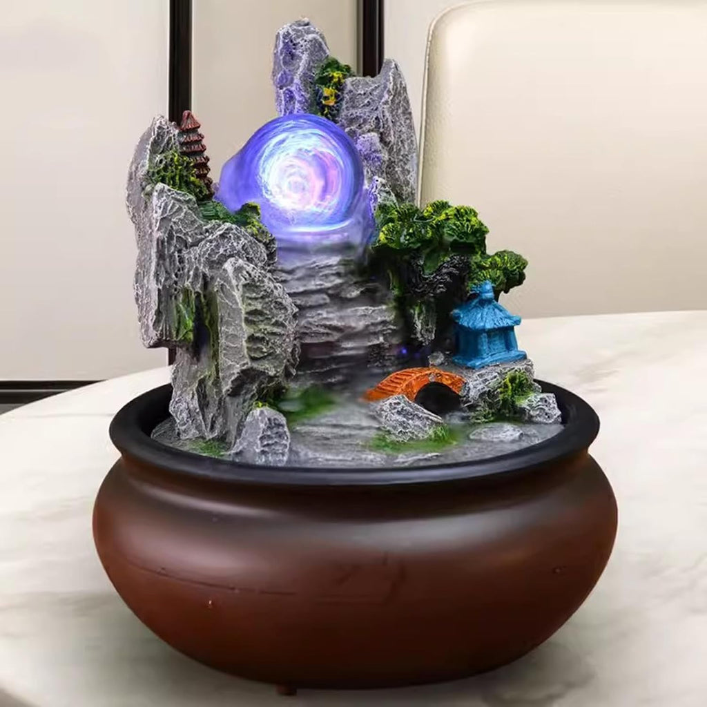 Tabletop Fountain Flowing Water Decoration Fountain Chinese Style Rockery Home Decoration Gift Office Opening Desktop Decoration Desktop Fountain (Color : 04)