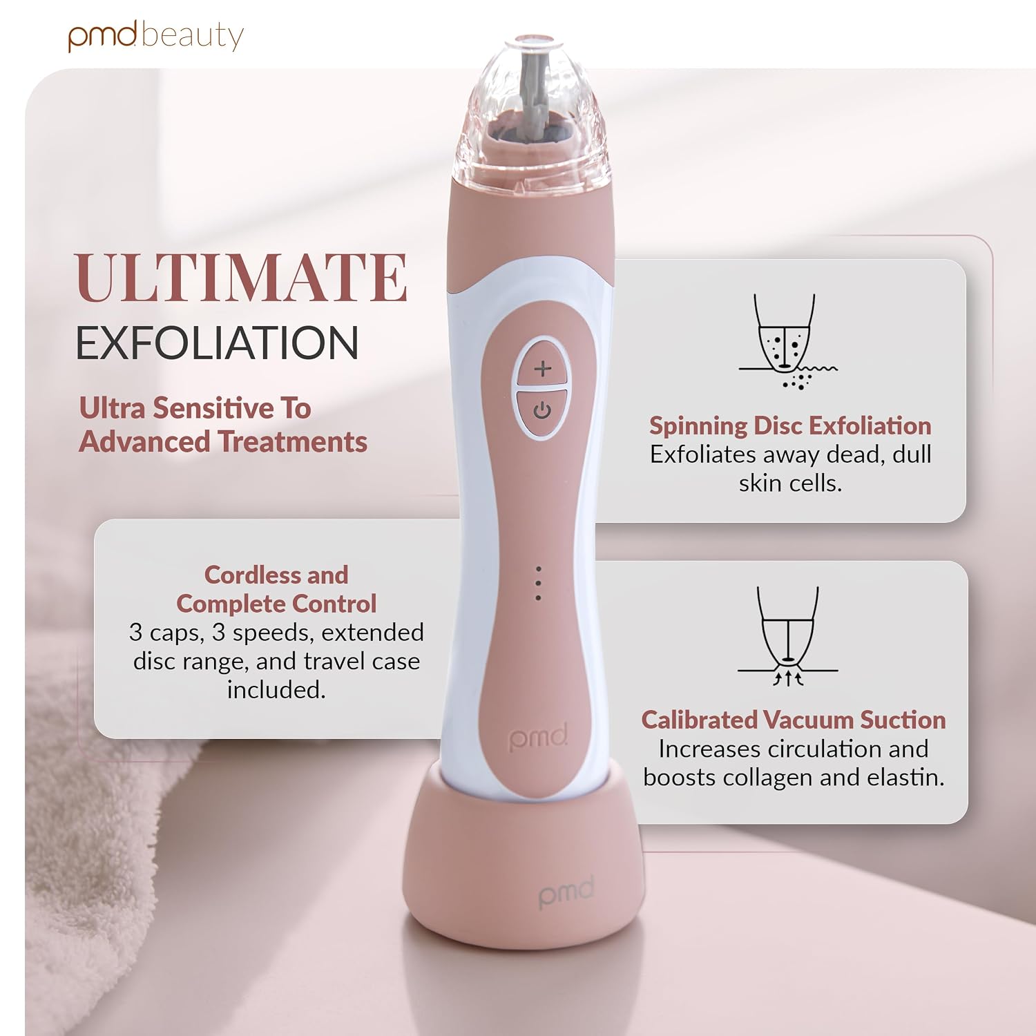 PMD Beauty Personal Microderm Elite Pro - At-Home Use, Facial Exfoliator Tool, Microdermabrasion Machine Kit for Face and Body Skincare