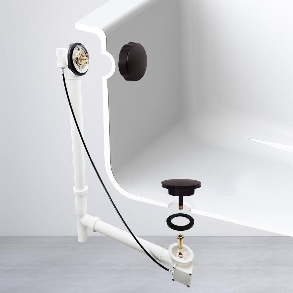 Westbrass Tubular 35 in. Cable Drive Bath Waste, Oil Rubbed Bronze, D50P35TLE-12