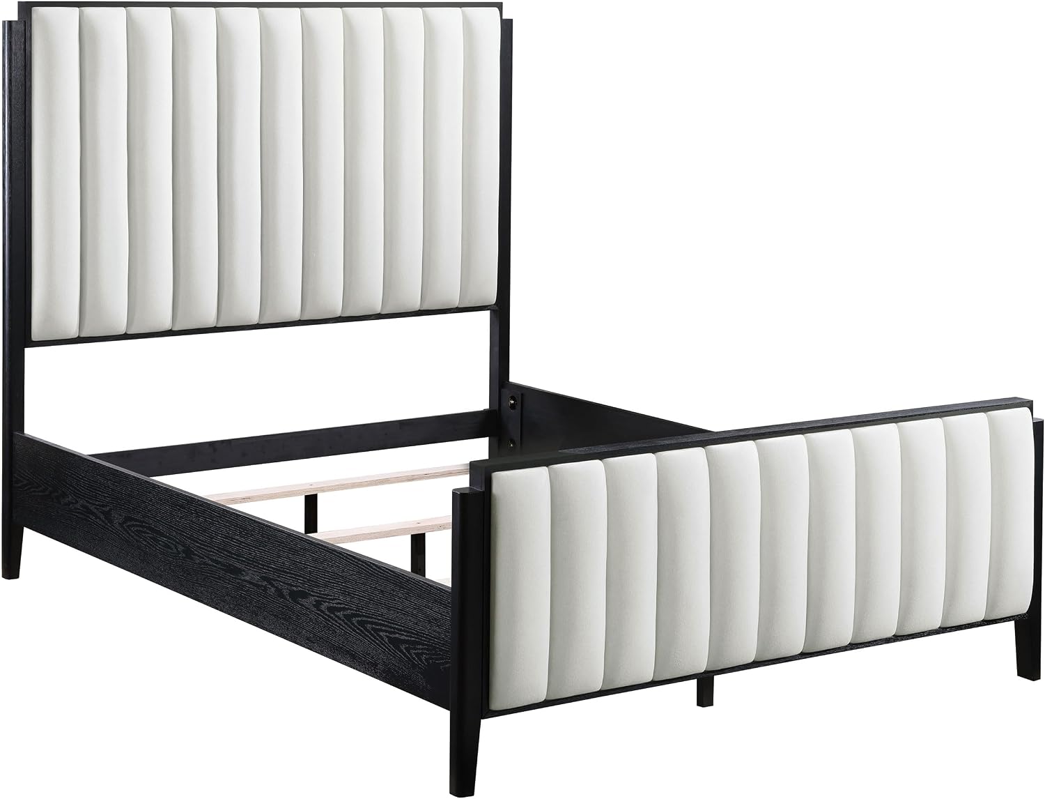 Coaster Home Furnishings Brookmead Transitional 4-Piece Bedroom Set Fabric Upholstered Queen Size Panel Bed Frame 60-inch Headboard Black 224710Q-S4