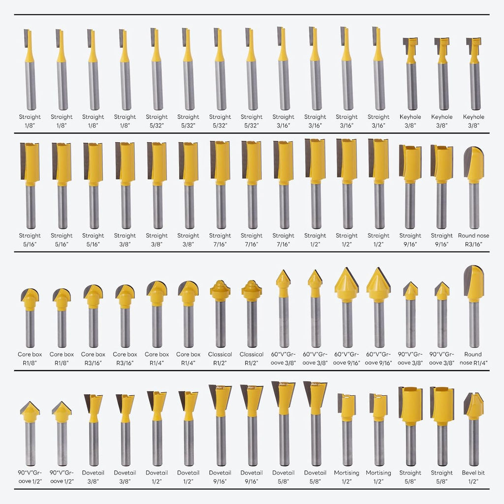 100 Pieces Router Bit Set, Router Bits 1/4 Inch Shank with Aluminum Storage Case Tungsten Carbide Router Bits Kit for Professional Woodworking