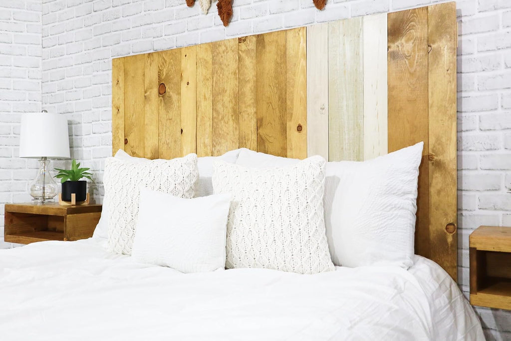 Barn Walls Boho Euro Mix Signature Design, Multicolored Solid Wood Headboard, Floating Panels, Wall Mount, Adjustable Height Easy Assembly, Queen Size