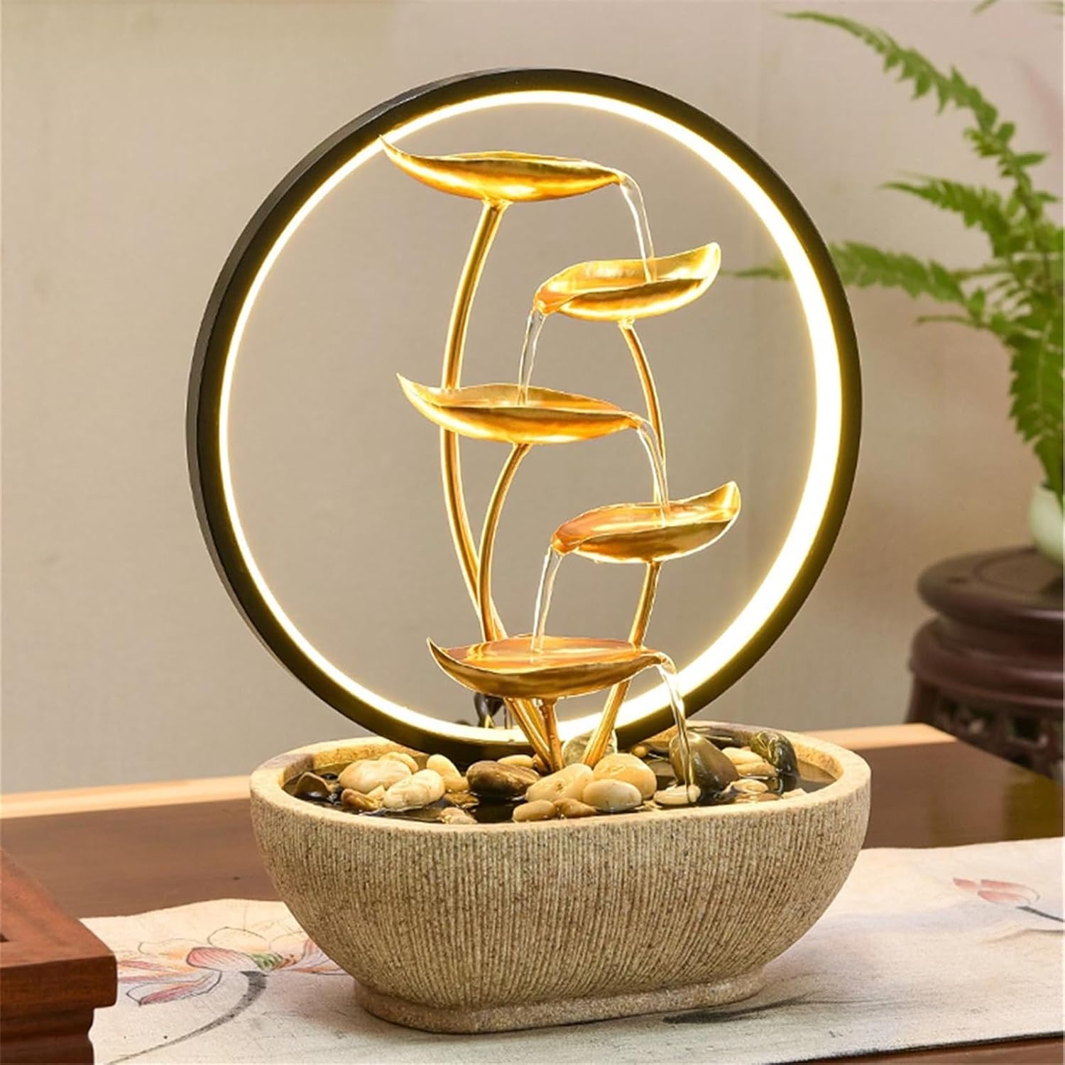 Tabletop Fountain Indoor Tabletop Tiered Water Fountain Meditation Relaxing Small Feature