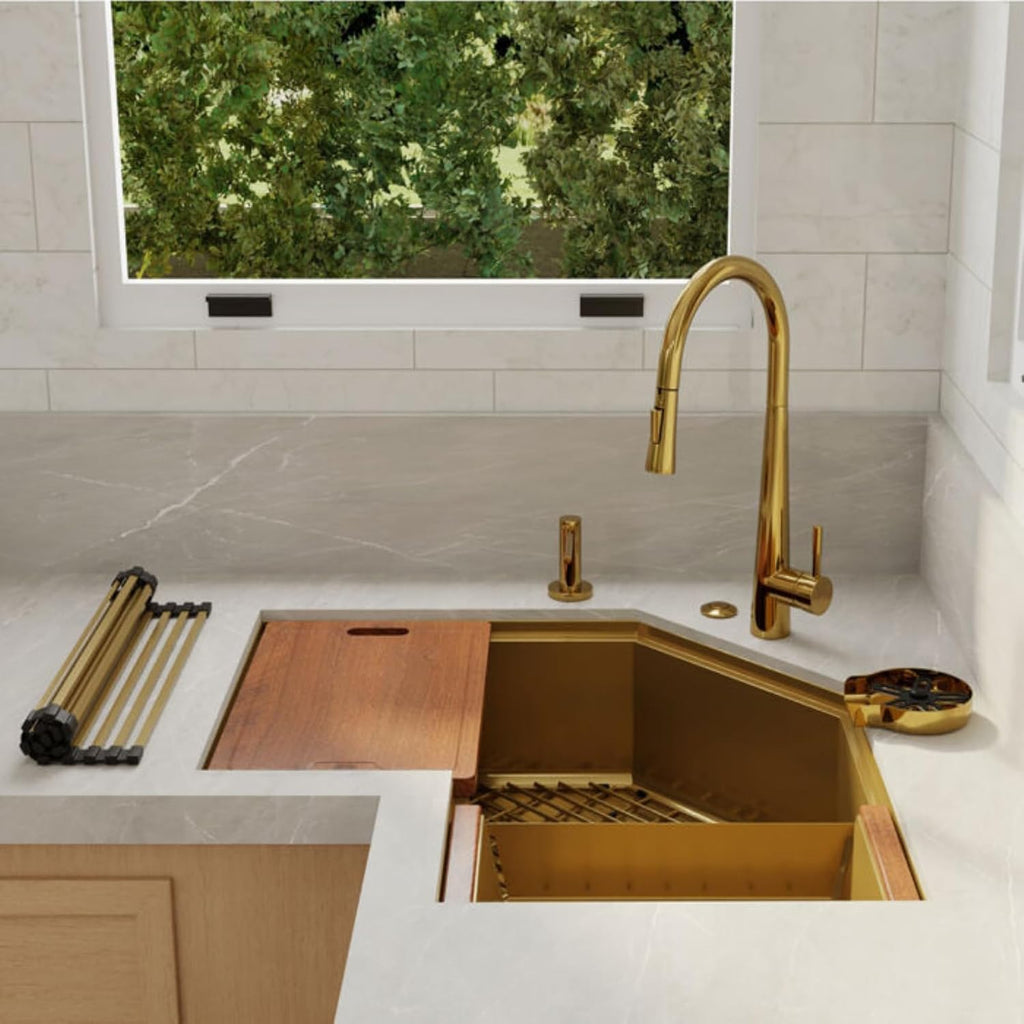 Strictly Sinks 30 Inch Corner Kitchen Sink Undermount–16 Gauge Stainless Steel Butterfly Sink,Scratch & Stain Resistant Corner Single Bowl Workstation Sink with Accessories