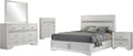 Coaster Home Furnishings Miranda Contemporary 5-Piece Bedroom Set Fabric Upholstered California King Size Panel Bed Frame 54-inch Headboard White 205110KW-S5