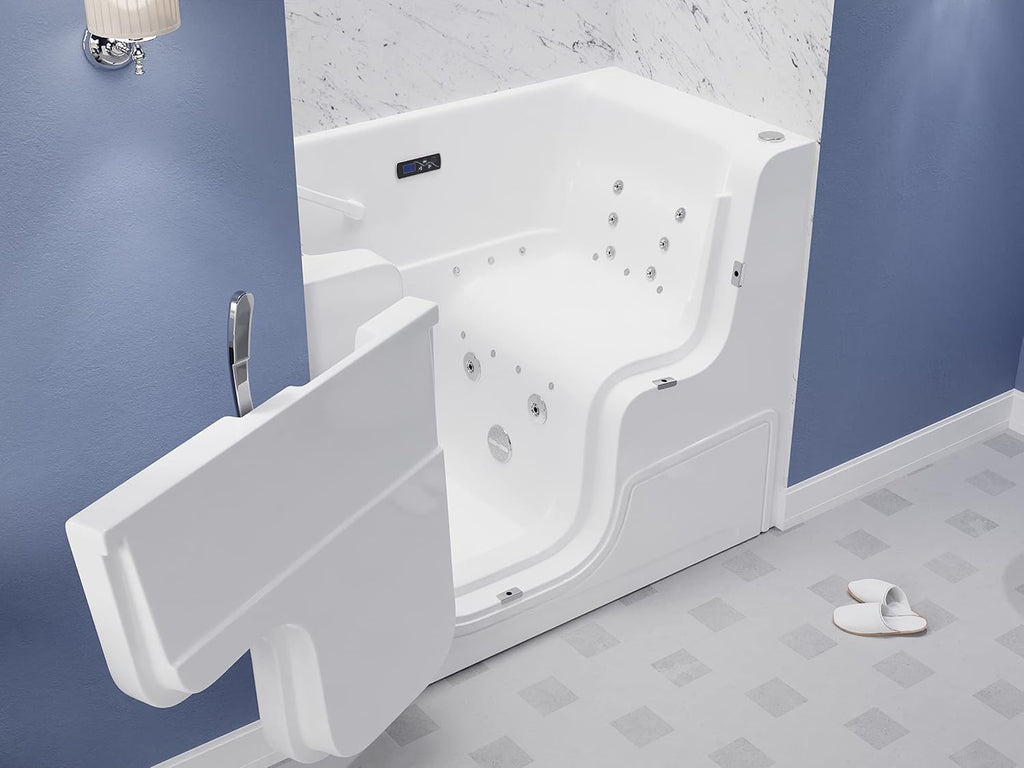 ANZZI Walk-In Bathtub 29 x 52 in Wheelchair Accessible Left Drain Acrylic Tub, Air & Whirlpool Jets, ADA Compliant Seat, Quick Fill Faucet, Heater, Aromatherapy, Chromatherapy, Auto Drain | 2953WCLWD