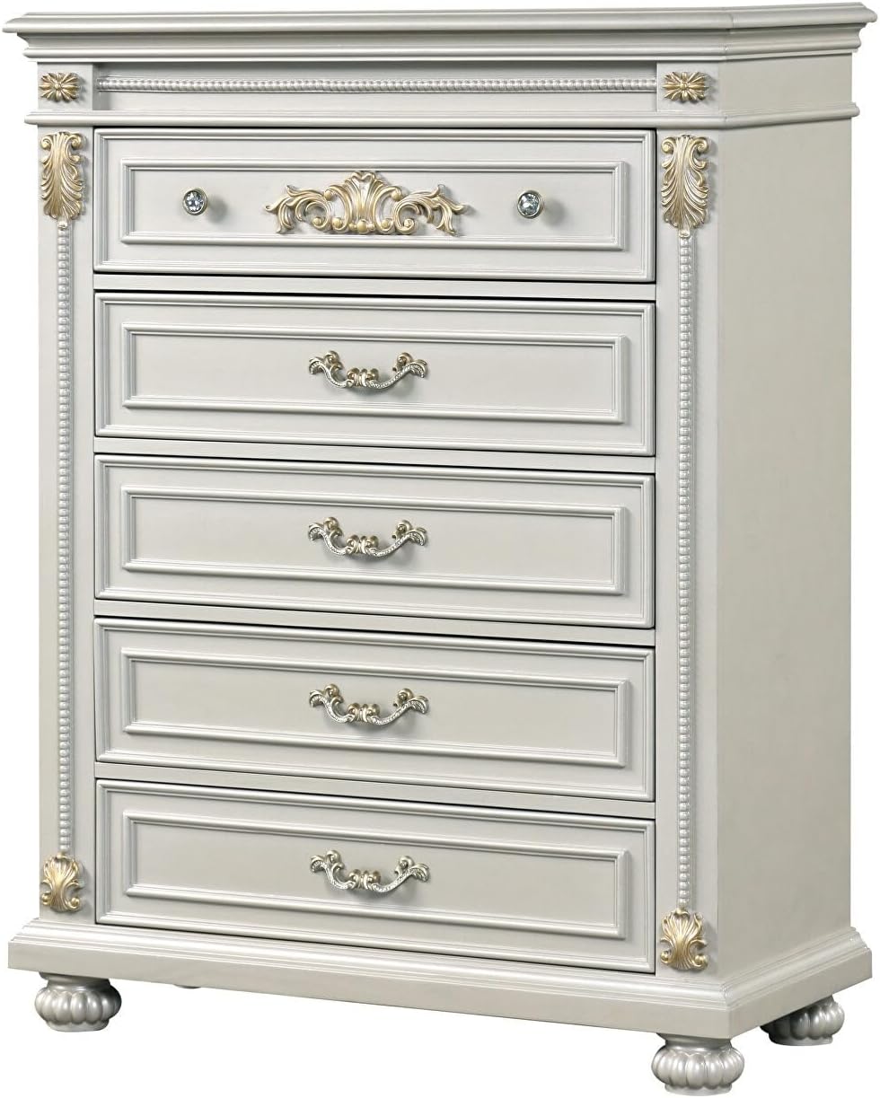 First of a Kind Cosmos Furniture Destiny White Queen 5 Piece Bedroom Set