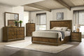 MASARA 3-Piece Transitional Bedroom Set, Walnut Rubberwood with Okume Veneer, Multiple, King/Queen/Full/Twin Bed with 2 Nightstands, Bronze Metal Knobs (Full)