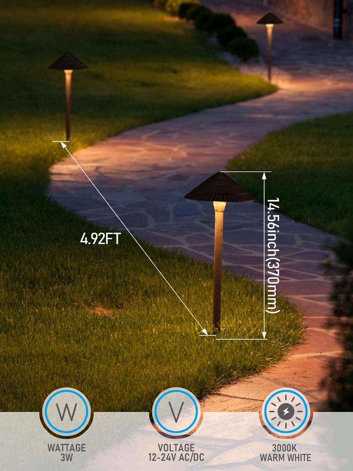 LEONLITE All-in-ONE LED Landscape Lighting Kit, 8-Pack Low Voltage Pathway Lights, 60W Transformer, 100FT 16/2 AWG Wire and Connectors, 12V Outdoor Landscape Path Lights, ETL Listed, 3000K Warm White