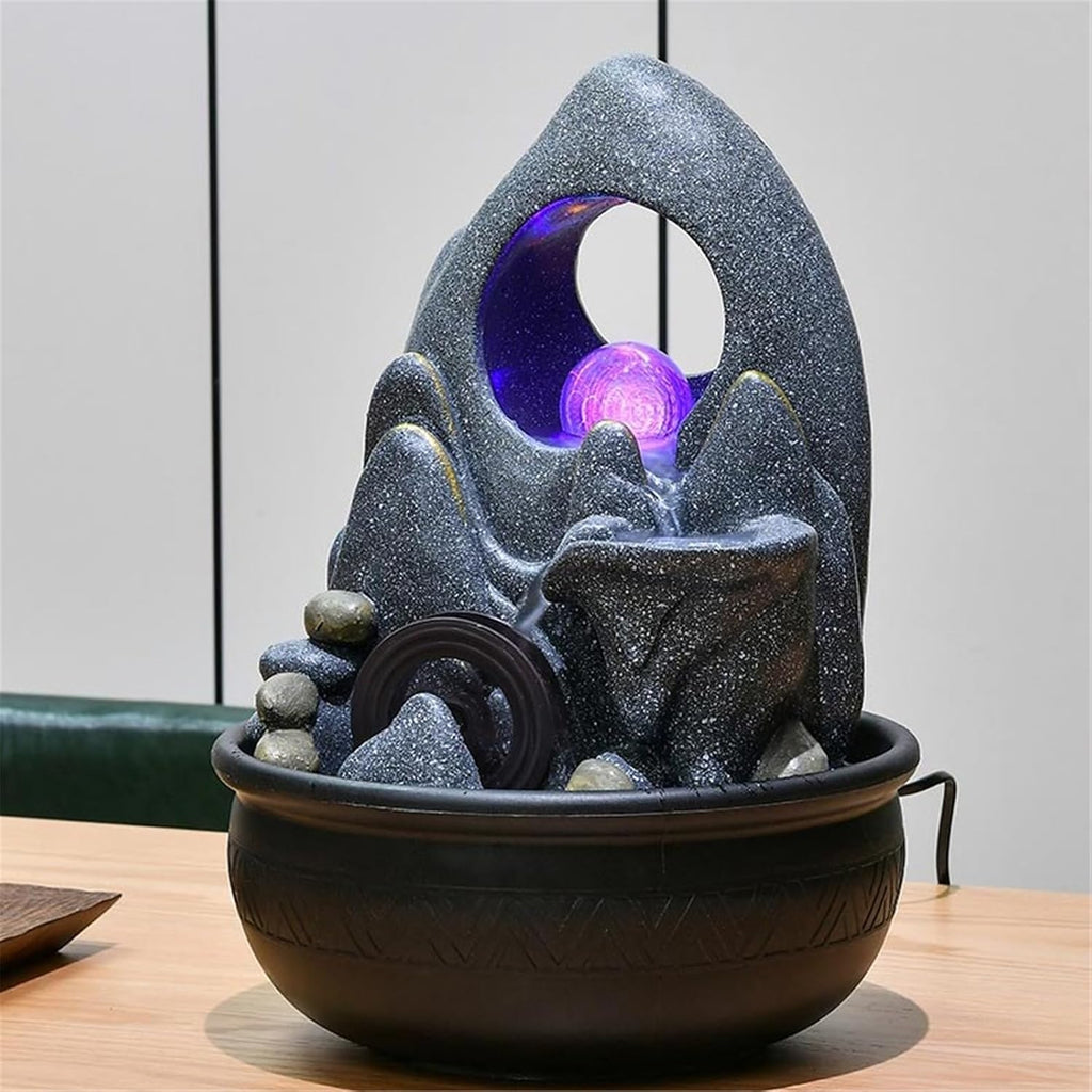 Tabletop Fountain Tabletop Water Fountain with Rolling Ball LED Light Feng Shui Tabletop Fountain for Home Office Decor