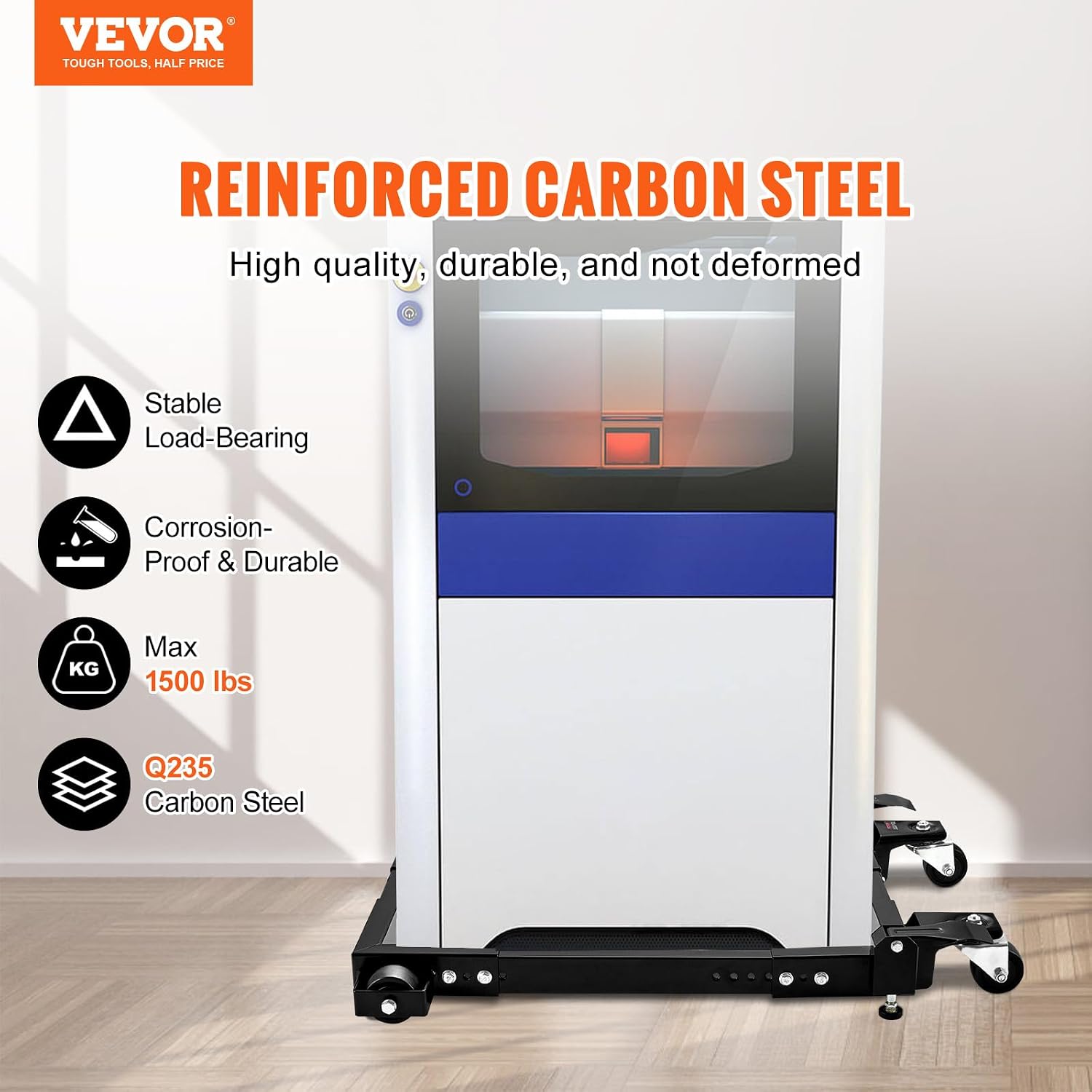 VEVOR Mobile Base, 1500 lbs Capacity, Adjustable from 18' x 24' to 26.5' x 31.5', Heavy Duty Universal Mobile Base Stand with Swivel Wheels, for Woodworking Equipment, Bandsaw, Power Tools, Machines