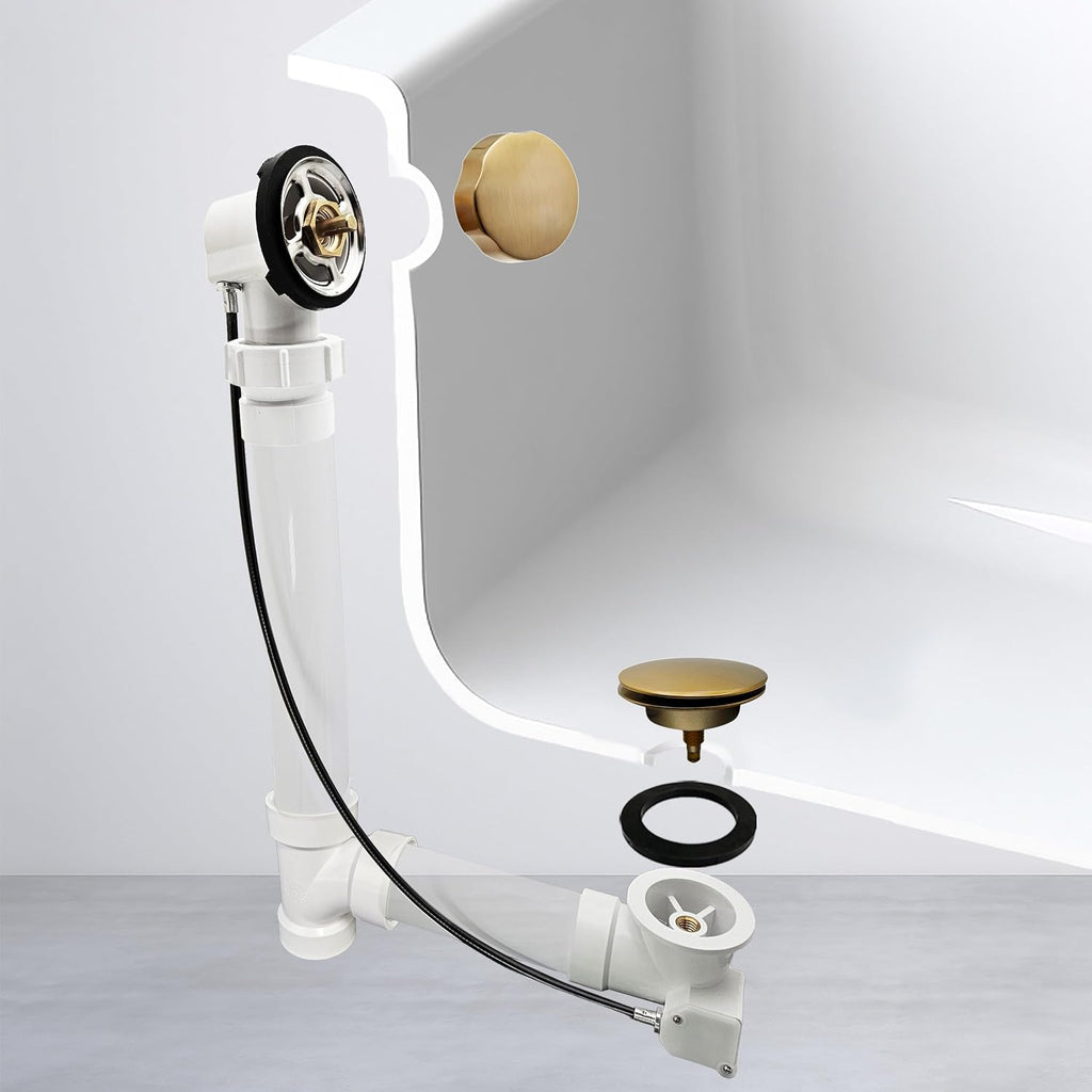 Westbrass A50P45BJ-19 1-1/2' Sch. 40 PVC 45' Cable Driven Bath Waste Kit with Ball Joint Head and Brass Trim Drain Kit, Champagne Bronze
