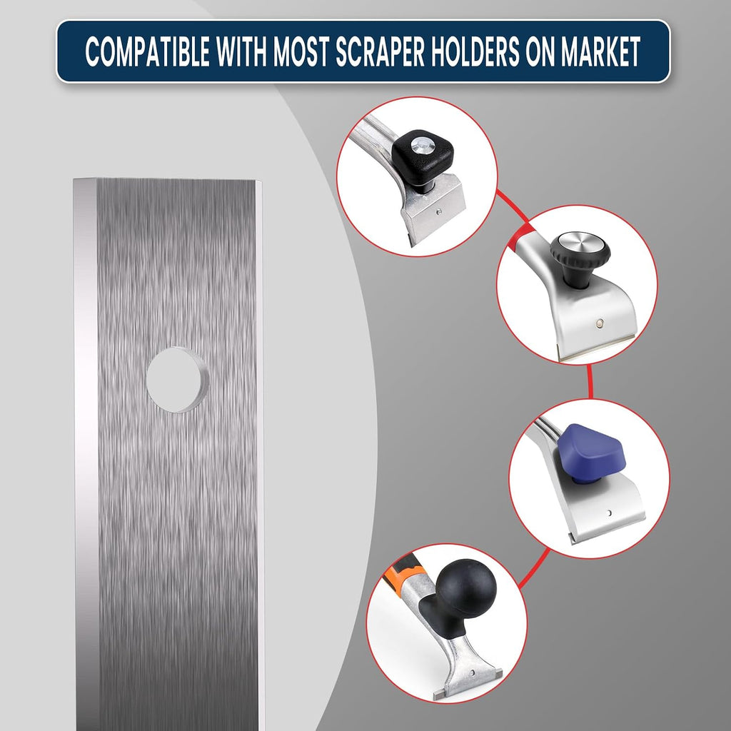 LU&MN Carbide Scraper Replacement Blades, 2.38' / 60×12×1.5mm Double-Edged Reversible Blades, Fits Most Handheld Paint, Glue& Grout Scrapers, 100Pieces