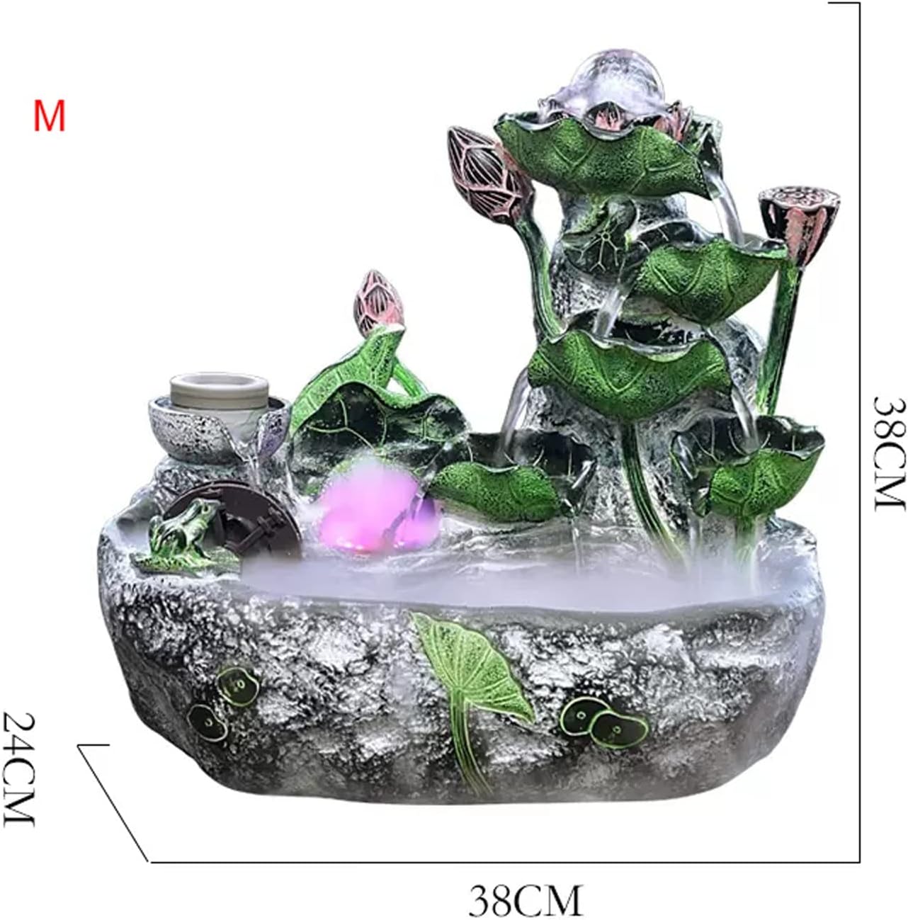 Tabletop Fountain Indoor Fountain Tabletop Waterfall Fountains Relaxation Water Feature Feng Shui Zen Meditation Desktop with Rotatable Ball and Pump for Home Office Spaces Decor(Medium)