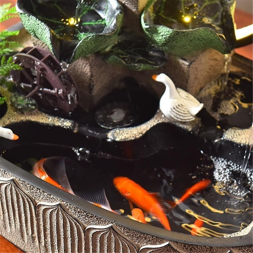 Tabletop Fountain Rockery and Flowing Water Ornaments Circulating Waterscape Desktop Feng Shui Wheel Decoration