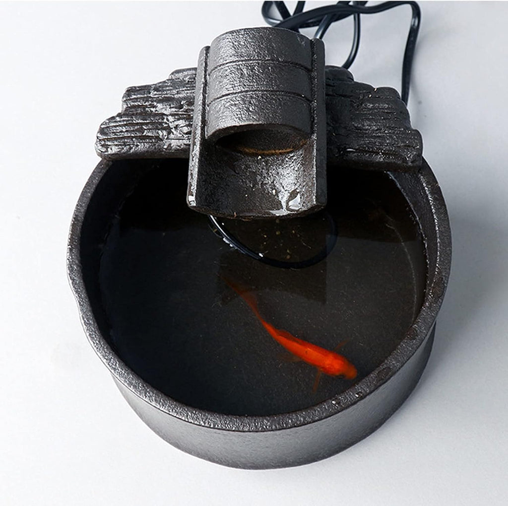Indoor Waterfall Fountain Tabletop Fountain Waterfall Automatic Circulating Water Ceramic Fountain Fish Tank Tv Cabinet Decoration Office Desk Gift Tabletop Fountains Dec,Black