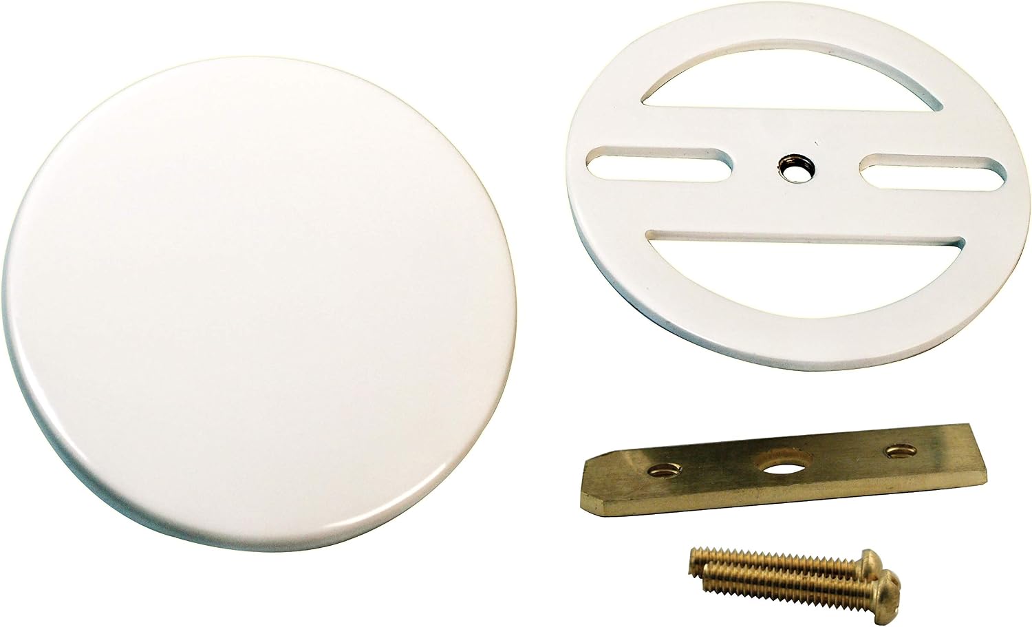 Westbrass A326HBJ-50 25' Brass Bath Waste & Overflow Assembly with European Tip-Toe Drain Plug and Illusionary Faceplate, Powder Coat White