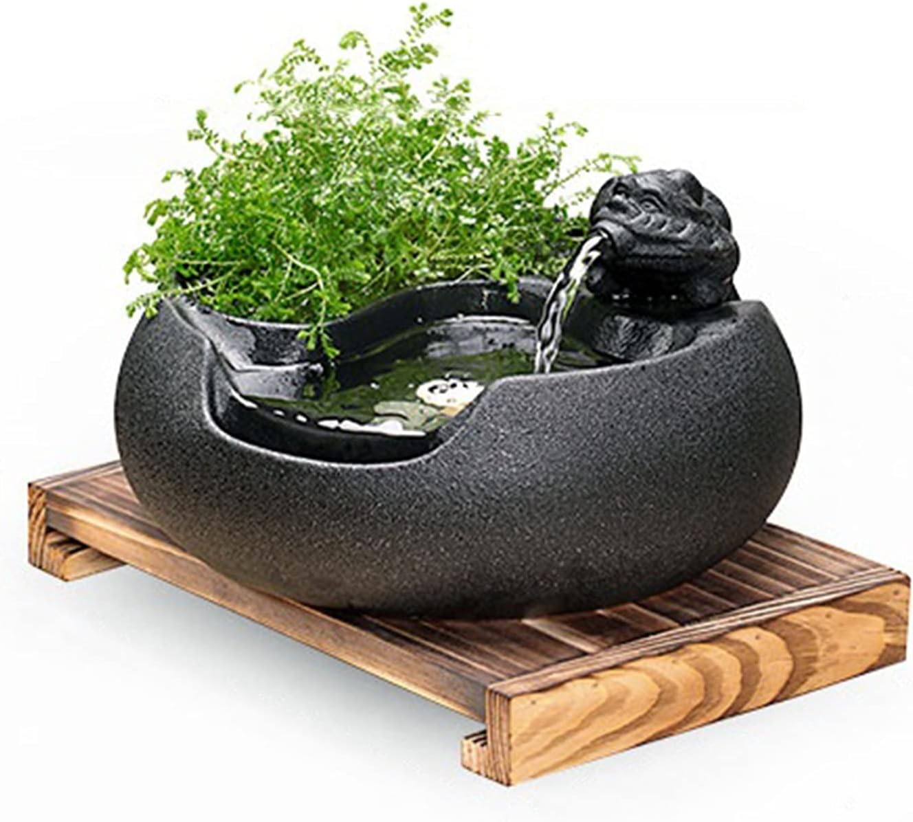 Tabletop Fountains Tabletop Fountain Ceramic Water Decoration Fountain Humidifier Water Feature Decoration Feng Shui Living Room Desktop Office Fish Tank Zen Meditation I
